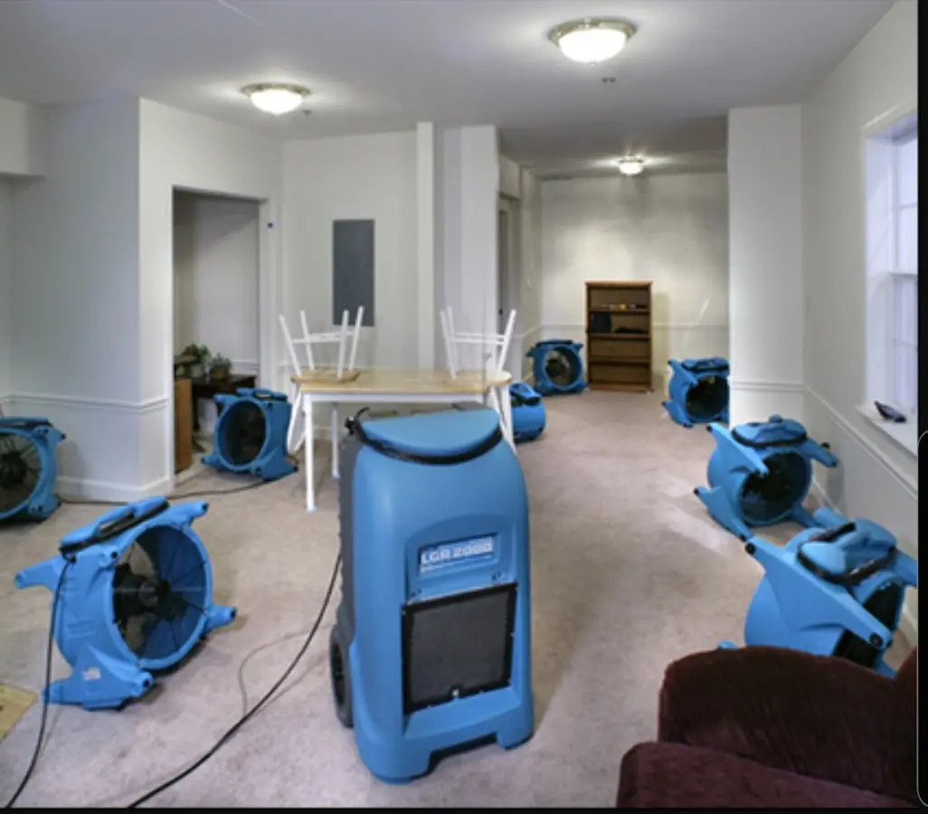 Air movers and dehumidifier setup for Water Damage Restoration in Hoffman Estates